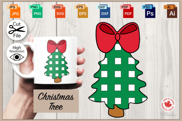Checkered Christmas Tree Graphics and Illustrations