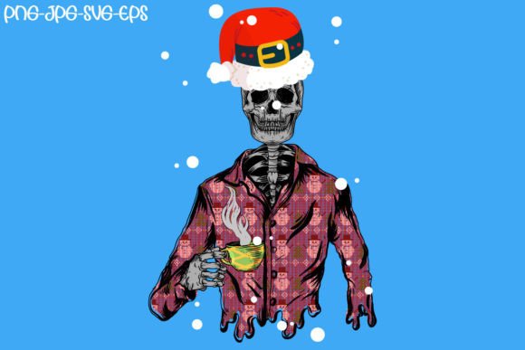 Christmas Coffee Skeleton Graphics & Illustrations