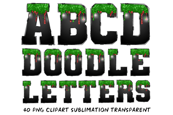 Christmas Dripping Glitter Alphabet 5 Graphics Review