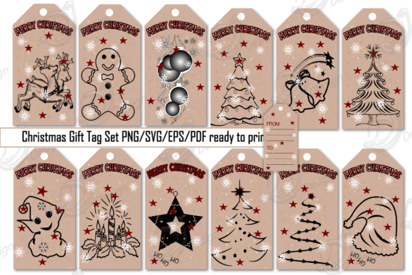 Christmas Gift Tags Set: Graphics & Illustrations Review
