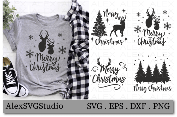 Merry Christmas Reindeer SVG: Graphics & Illustrations