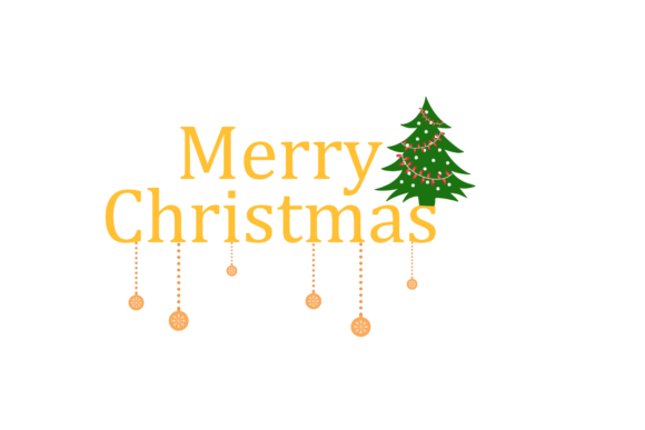 Merry Christmas Yellow and Tree Graphics & Illustrations