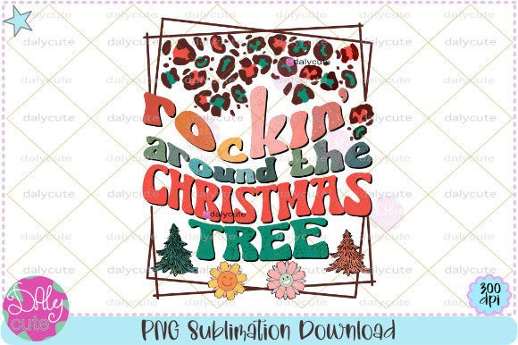 Retro Christmas Groovy Leopard PNG: Graphics & Illustrations