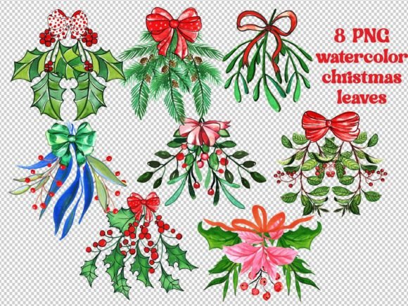 Watercolor Christmas Leaves: Graphics & Illustrations Review