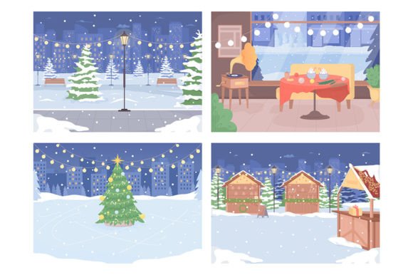 Winter Outdoor Scenes Graphics: Festive Illustrations